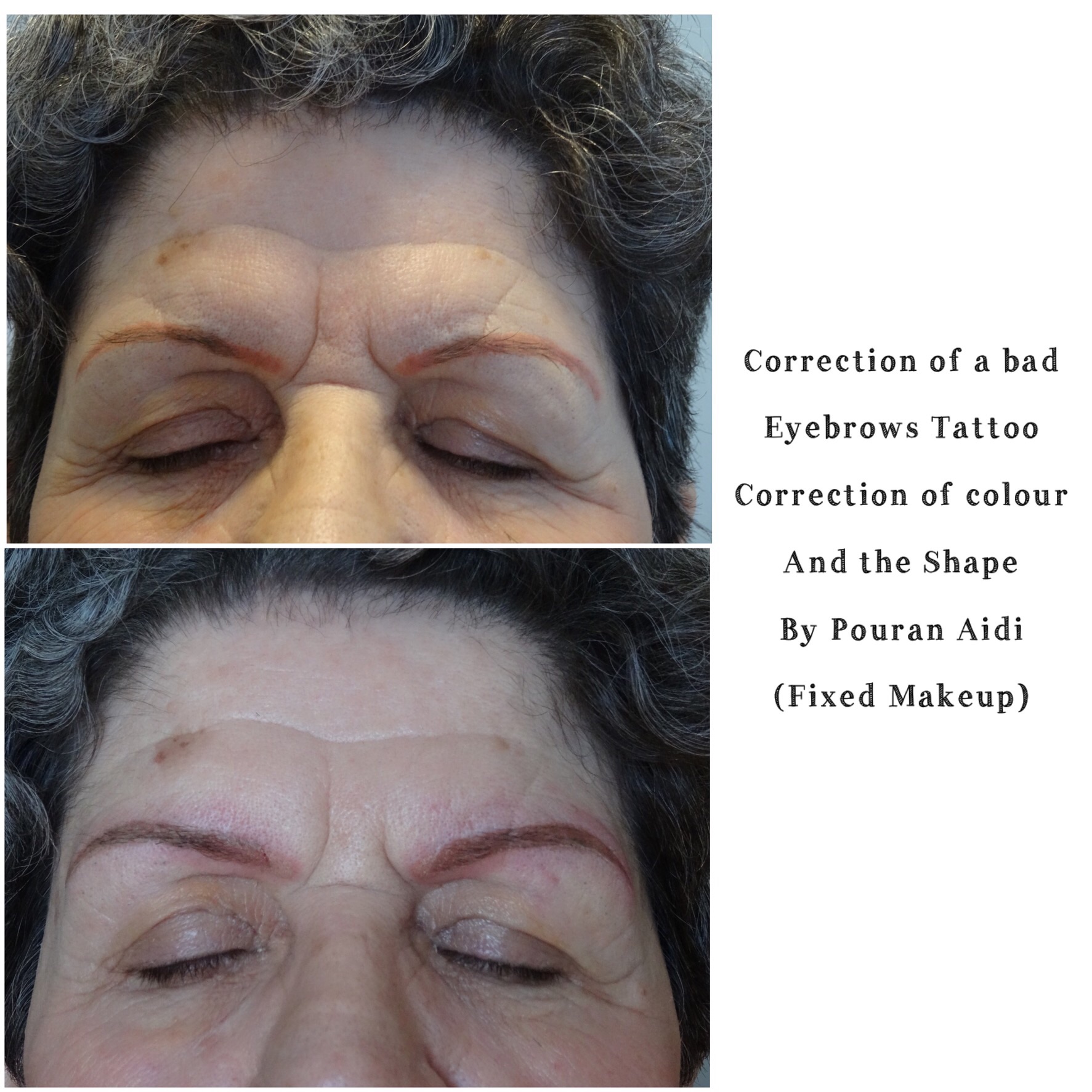 Fixing a Bad-shaped Eyebrow Tattoos or Colour Correction - Fixed Makeup